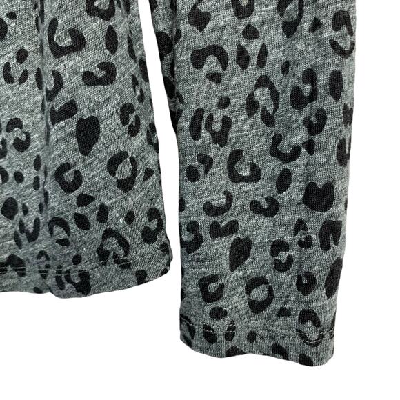 Rails Sami Long Sleeve Tee Top Charcoal Leopard Linen Blend Knit Women's S - Picture 7 of 7